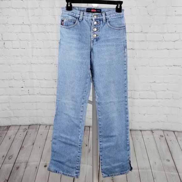 Just USA Vintage Fly Button Front Split Bottom Straight Leg Inseam 31" - Picture 1 of 13